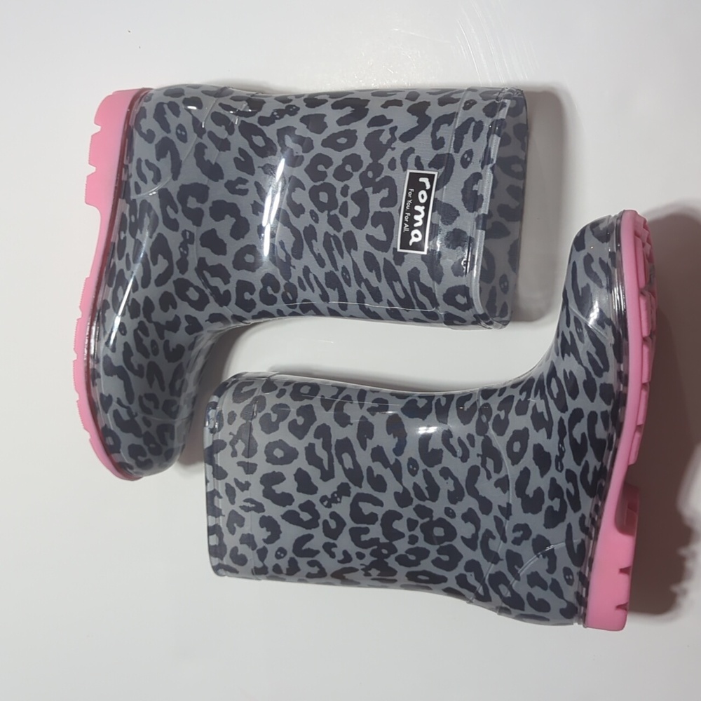 Roma Abel Kid's Leopard Print Rain Boots Size 13 - Picture 9 of 14